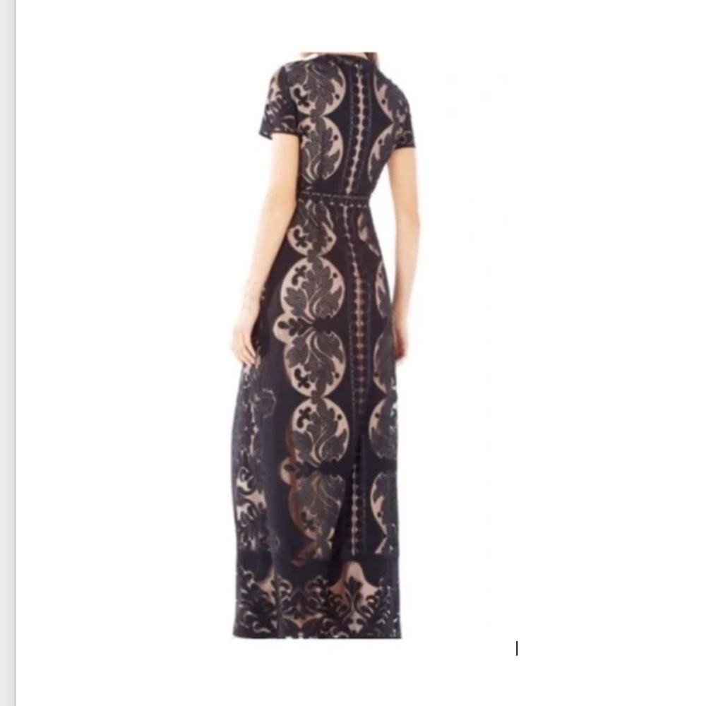 BCBGMaxAzria Black and Nude Lace Overlay Maxi Dress - Picture 4 of 7